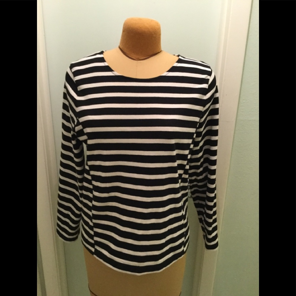 J Crew Black and Beige long sleeve Top/Blouse
